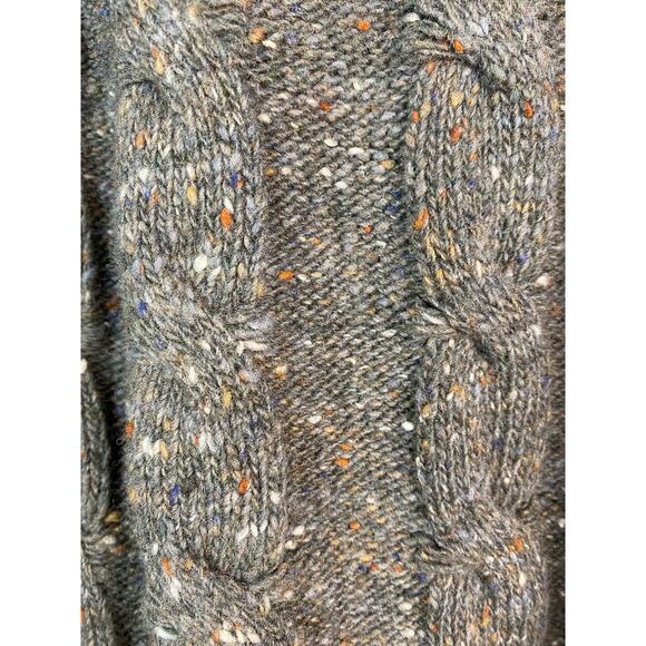 Barbour Men's L Gray Speckled Caledonia Cable Knit Wool Blend Sweater - Picture 4 of 7